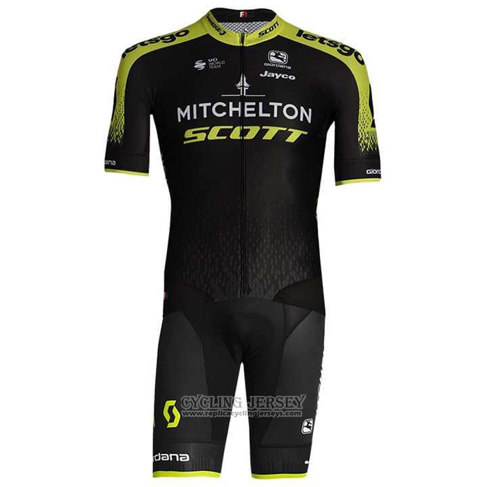 2020 Cycling Jersey Mitchelton-scott Black Yellow Short Sleeve And Bib Short